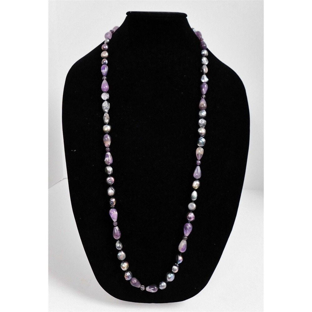 Baroque Peacock Pearl Polished‎ Gen Stone Necklace Opera Length Strand
